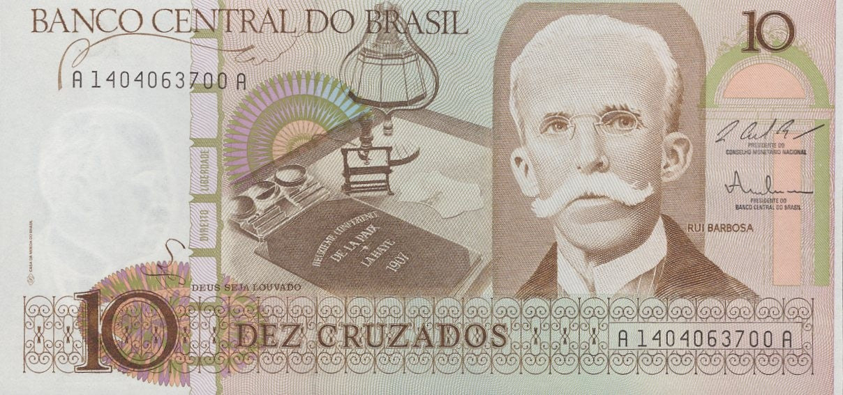 Brazil 10 Cruzados ND (1986 & 1987) P 209b UNC