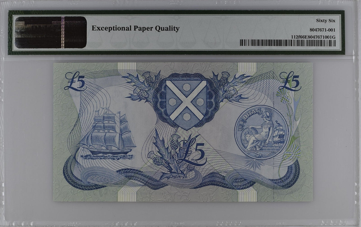 Scotland Bank of Scotland 5 Pounds 1983-88 P 112f UNC PMG 66 EPQ 2nd TOP POP