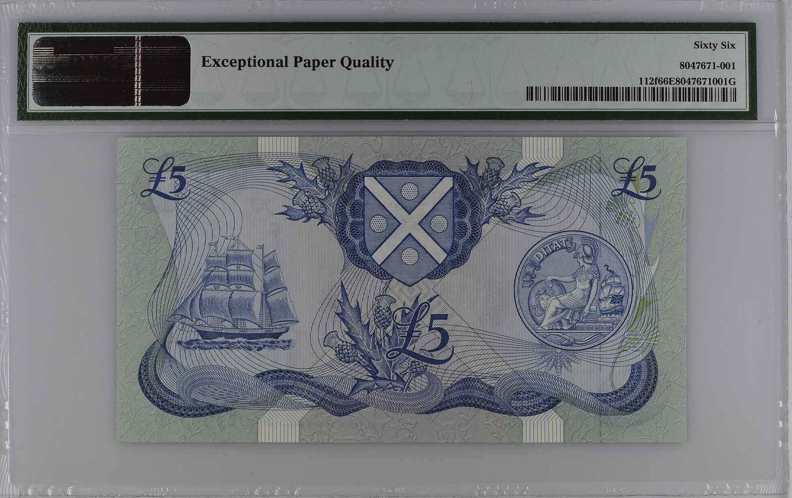 Scotland Bank of Scotland 5 Pounds 1983-88 P 112f UNC PMG 66 EPQ 2nd TOP POP