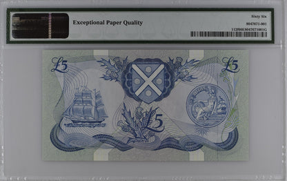 Scotland Bank of Scotland 5 Pounds 1983-88 P 112f UNC PMG 66 EPQ 2nd TOP POP
