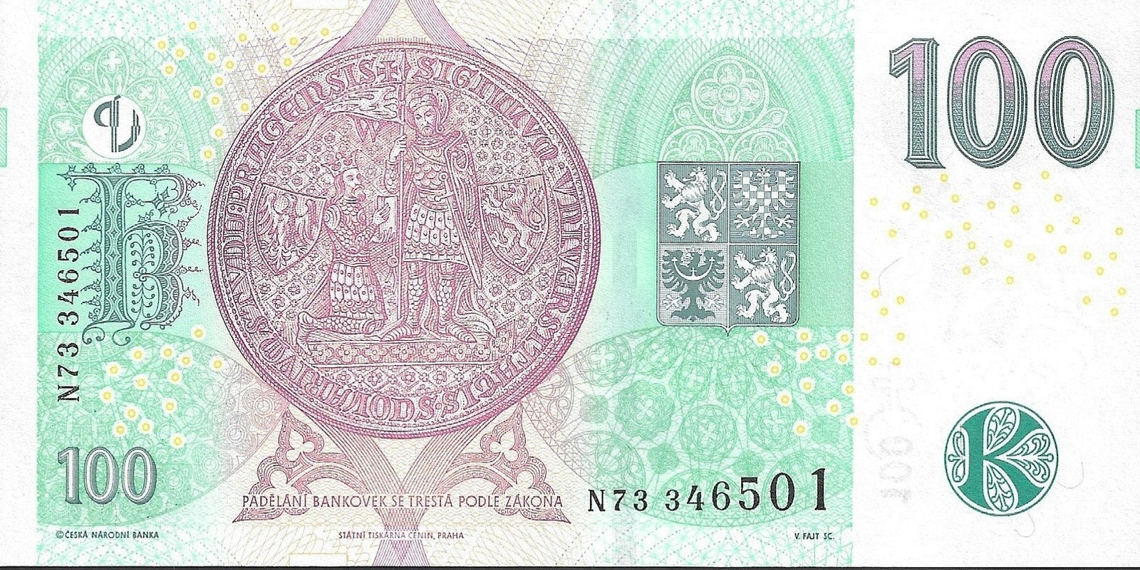 Czech Republic 100 Korun 2018 P 18 UNC