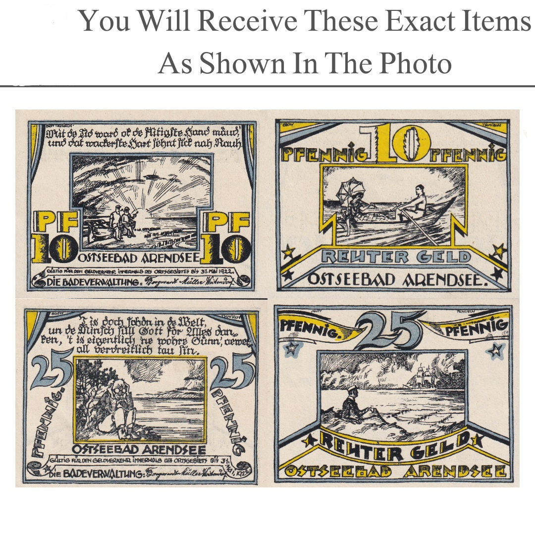 Germany Notgeld OSTSEEBAD ARENDSEE 10 25 Pfennig 1922 Set 2 pcs
