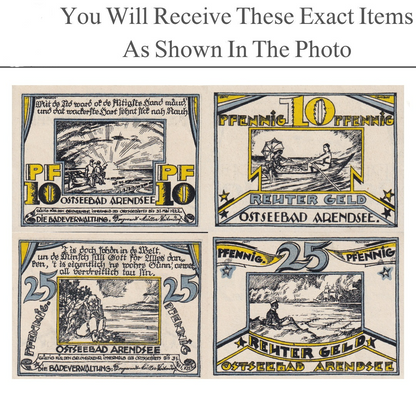 Germany Notgeld OSTSEEBAD ARENDSEE 10 25 Pfennig 1922 Set 2 pcs