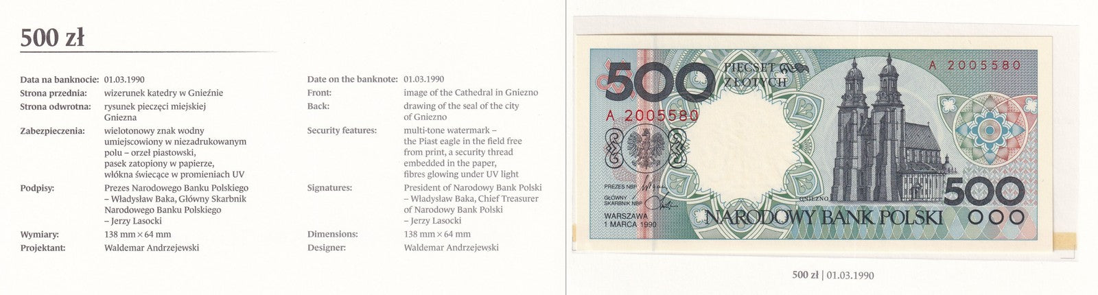 Poland 1 2 5 10 20-500 Zloty 1990 P 164 165-172 UNC Set 9 pcs With Folder