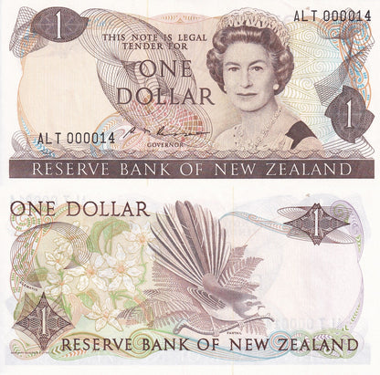 New Zealand 1 Dollar ND 1981-1992 P 169 UNC LOW S/N 0000XX