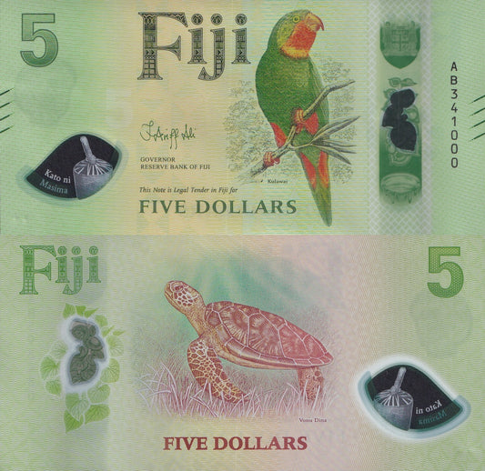 Fiji 5 Dollars 2026 P New Design Polymer UNC