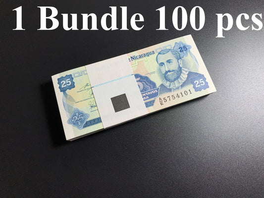 Nicaragua 25 Centavos de Cordoba ND (1991) P 170 UNC 1 Bundle Lot 100 pcs