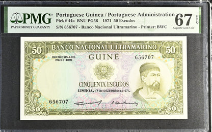 Portuguese Guinea 50 Escudos 1971 P 44a UNC PMG 67 EPQ 3rd TOP POP