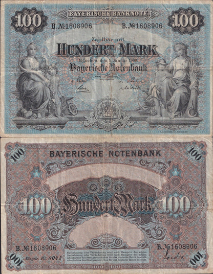 Germany-Bayern 100 Mark 1900 P S922 Circulated
