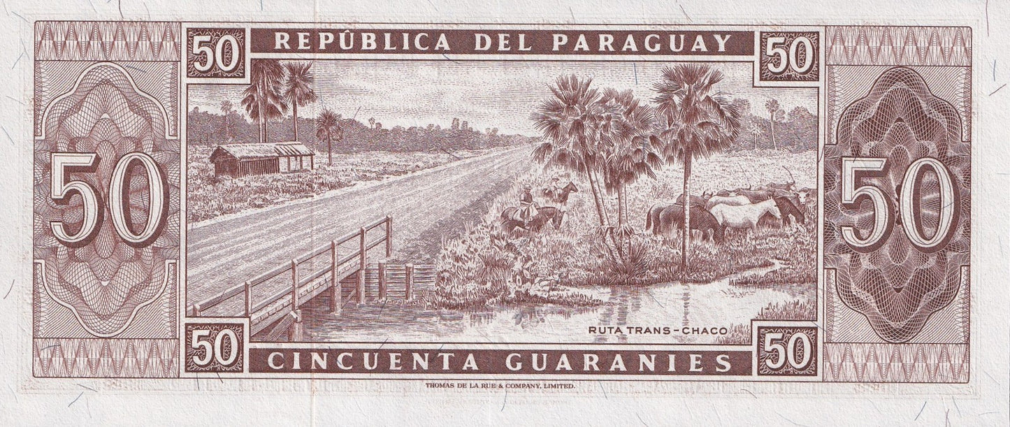 Paraguay 50 Guaraníes 1952 P 197 UNC