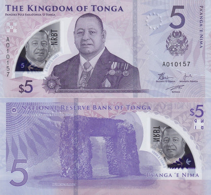 Tonga 5 Pa'anga 2023/2024 P 51 New Design Polymer UNC