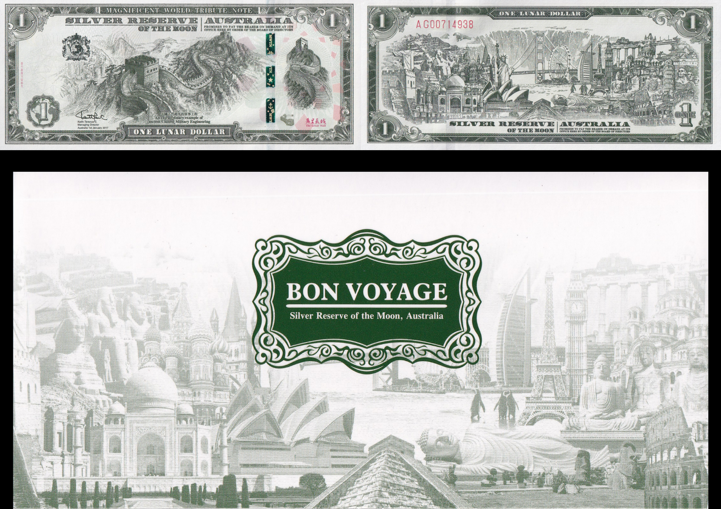 Australia 1 Lunar $ 2017 Australia of The Moon The Great Wall UNC With Folder