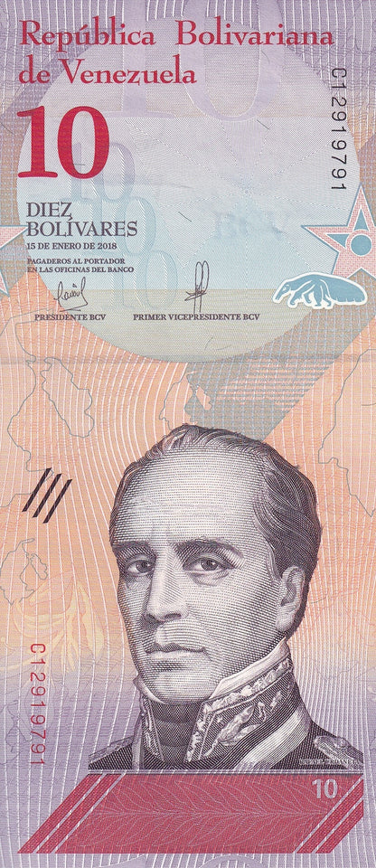 Venezuela 10 Bolivares 2018 P 103 UNC