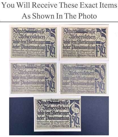 Germany Notgeld ASCHERSLEBEN 25 50 75 Pfennig 1921 Full Set 5 pcs