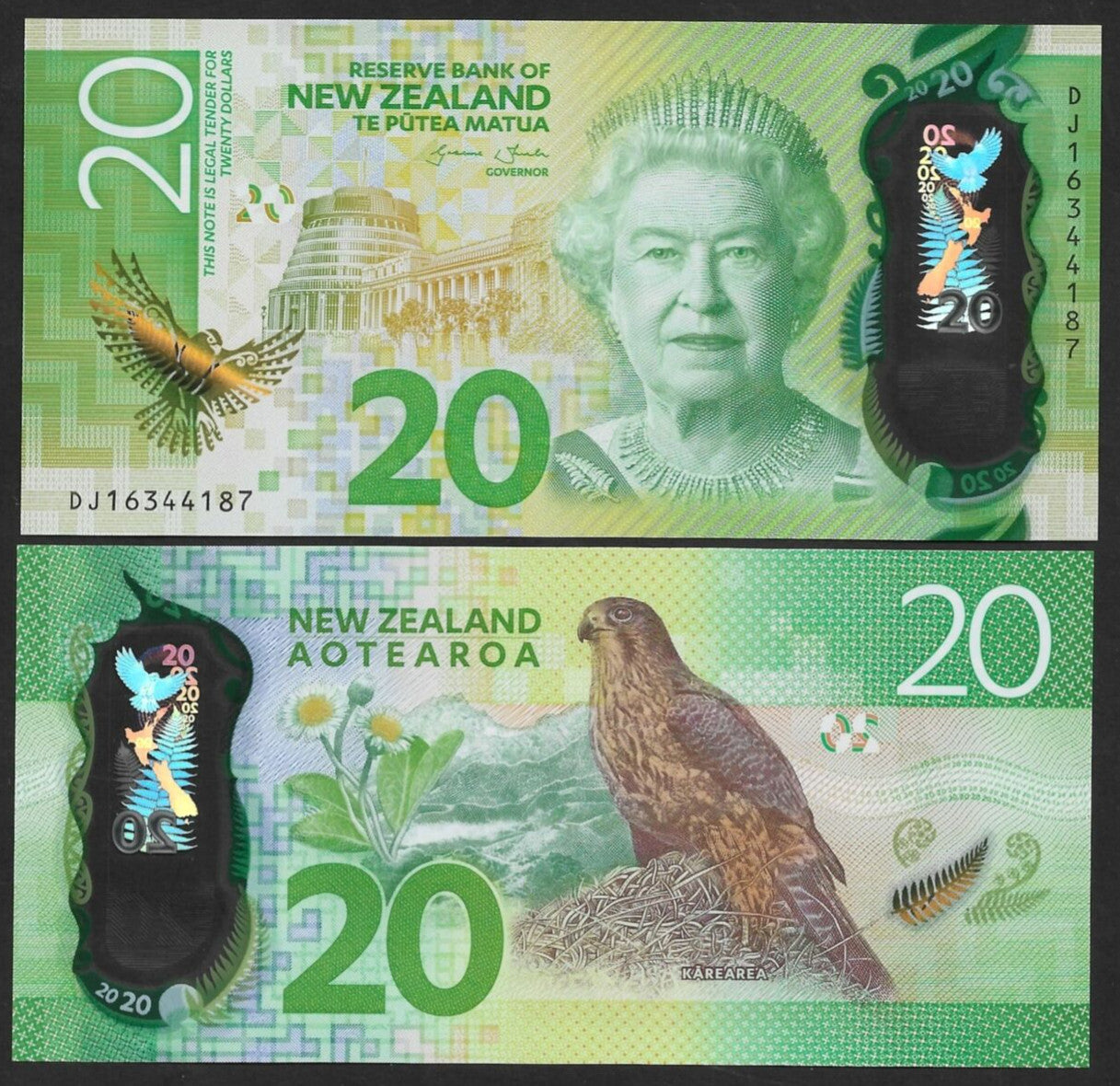 New Zealand 20 Dollars 2016 P 193 Queen Elizabeth QEII Polymer UNC