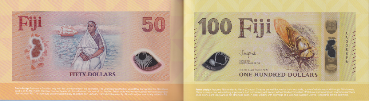 Fiji 5-100 $ 2026 P New Polymer Design UNC Set 5 pcs AA Prefix Match LOW S/N W/F