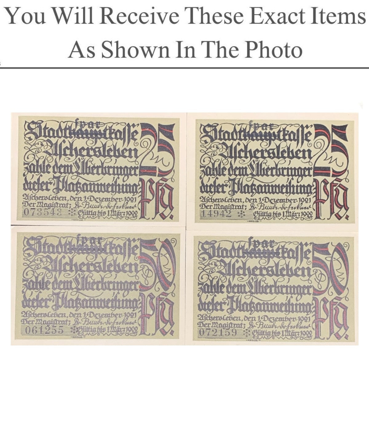 Germany Notgeld ASSCHERSLEBEN 25 50 Pfenning 1921 Set 4 pcs