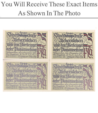 Germany Notgeld ASSCHERSLEBEN 25 50 Pfenning 1921 Set 4 pcs