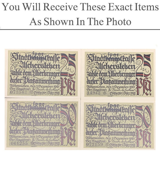 Germany Notgeld ASSCHERSLEBEN 25 50 Pfenning 1921 Set 4 pcs