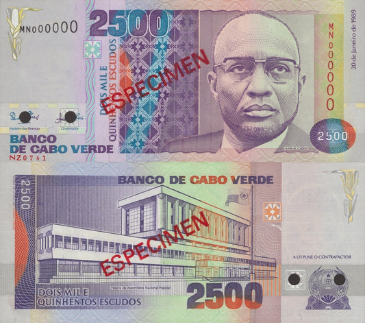 Cape Verde Cabo Verde 2500 Escudo 1989 P 61a UNC SPECIMEN