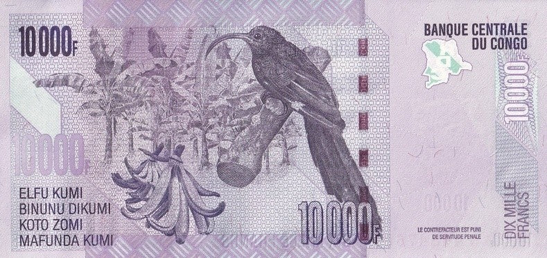 Congo Democratic Republic 10000 Francs 2022 P 103 UNC