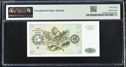 Germany Federal Republic 5 Deutsche Mark 1980 P 30b UNC PMG 68 EPQ 2nd TOP POP