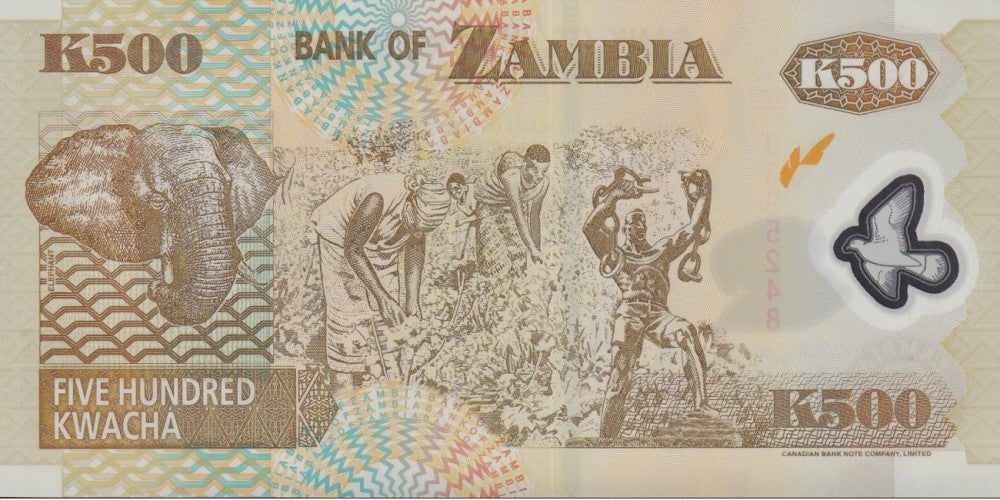 Zambia 500 Kwacha 2003 P 43 Polymer UNC