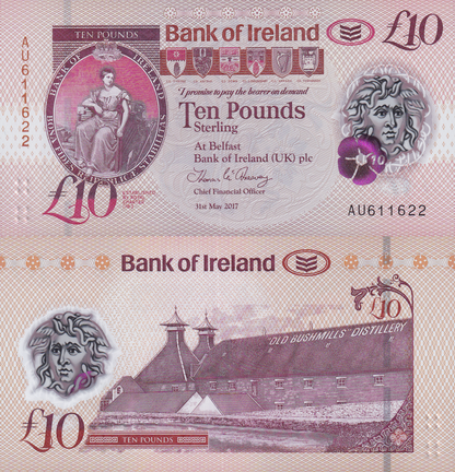 Northern Ireland 10 Pound Sterling 2017 P 91 Polymer UNC Bank of Ireland