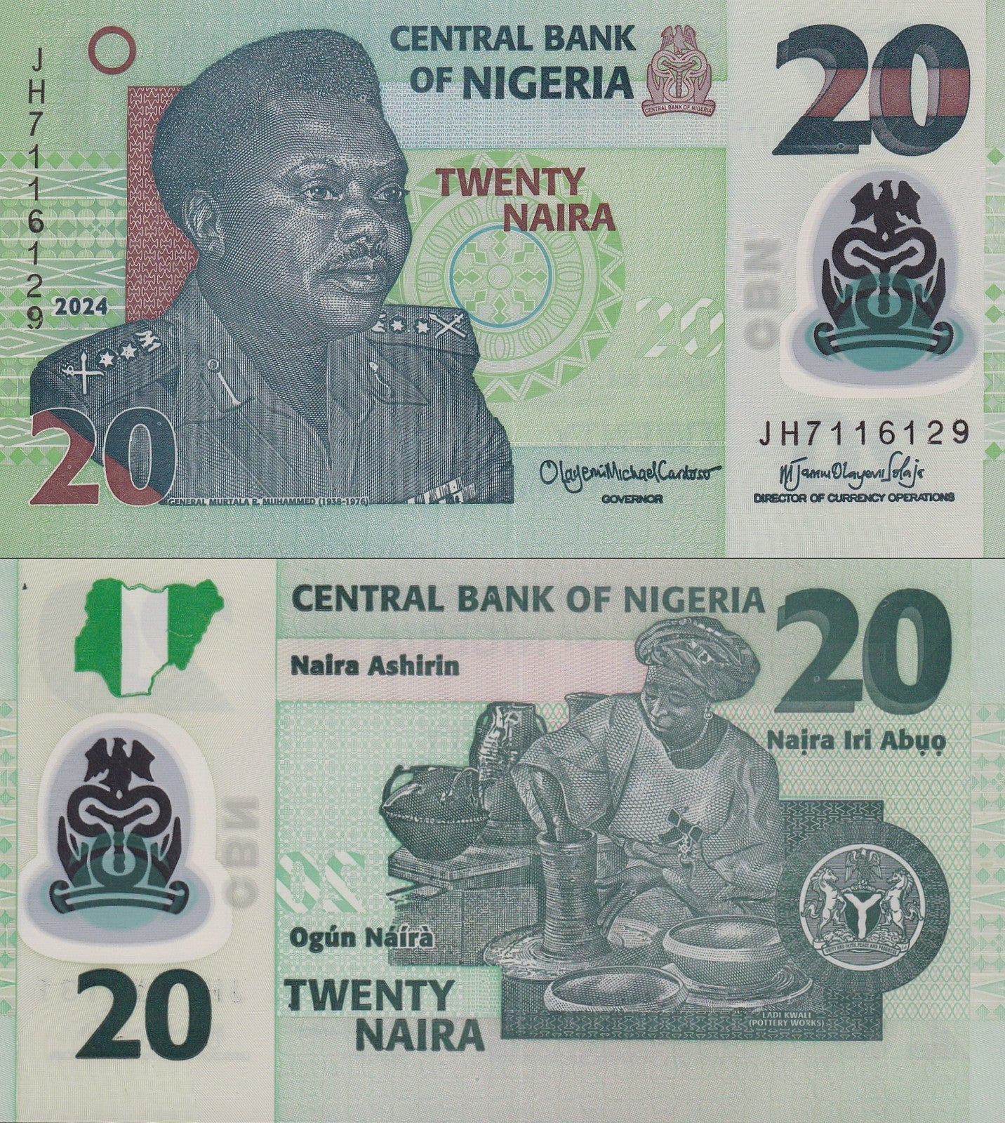 Nigeria 20 Naira 2024 P 34 Polymer UNC