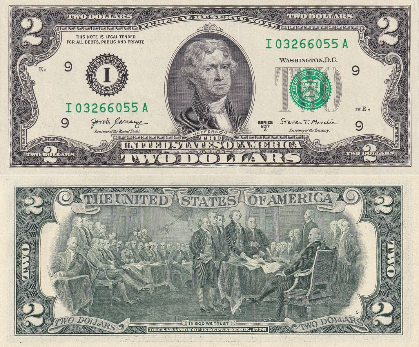 United States Of America USA 2 Dollars 2017A P 545 ''I'' MINNEAPOLIS UNC