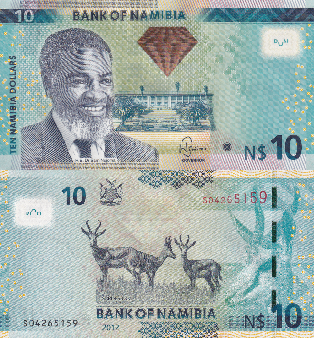 Namibia 10 Namibia Dollars 2012 P 11a UNC 1/20 Bundle Lot 5 pcs