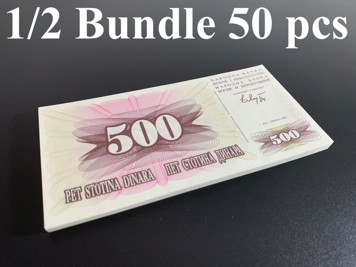 Bosnia & Herzegovina 500 Dinara 1992 P 14 UNC 1/2 Bundle Lot 50 pcs
