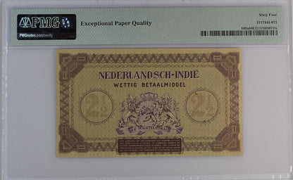 Netherlands Indies Muntbiljet 2 1/2 Gulden 1940 P 109a UNC PMG 64 EPQ