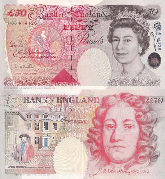 Great Britain 50 Pounds 1994 P 388 Signature: G. E. A. Kentfield UNC