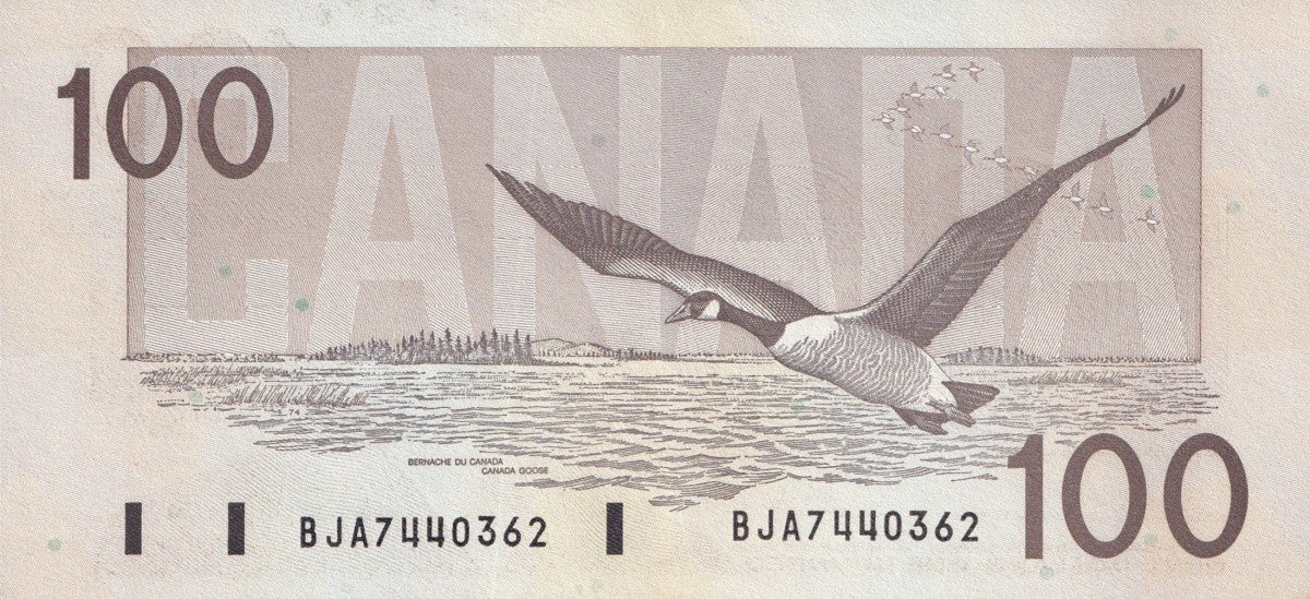 Canada 100 Dollars 1988 P 99 AUNC MINOR FOXING