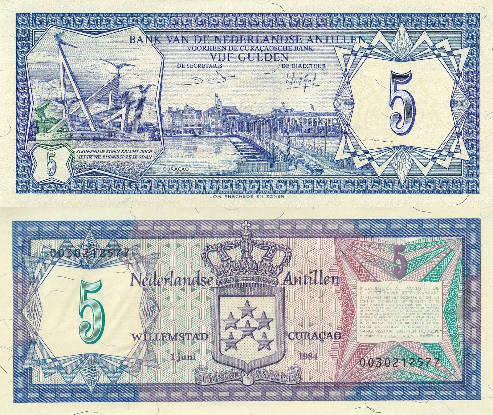 Netherlands Antilles 5 Gulden 1984 P 15b UNC