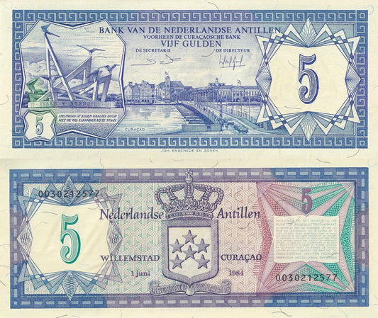 Netherlands Antilles 5 Gulden 1984 P 15b UNC