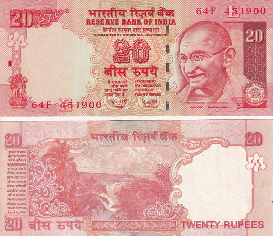 India 20 Rupees 2008 P 96f UNC