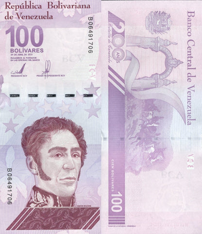 Venezuela 100 Bolivares 2021 P 119 UNC