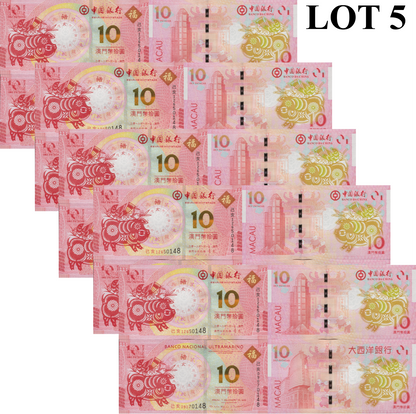 Macau Macao 10 2019 P 88D 122 UNC BOC BNU COMM. Chinese Lunar Pig Set 2 Lot 5
