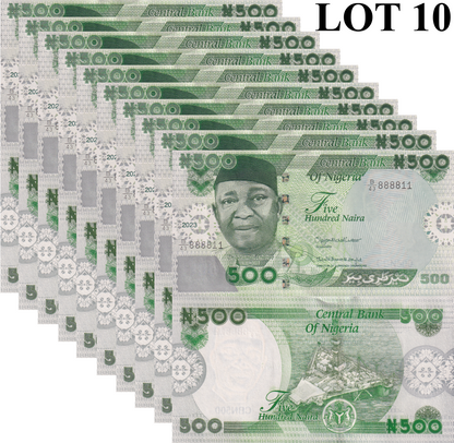 Nigeria 500 Naira 2023 P 48 UNC 1/10 Bundle Lot 10 pcs