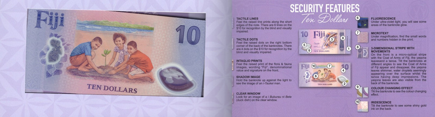 Fiji 10 Dollars 2026 P New Polymer Design UNC AA Prefix With Folder