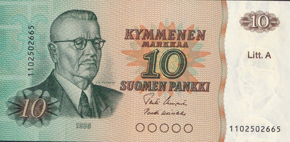 Finland 10 Markkaa 1980 P 112 Litt. A UNC