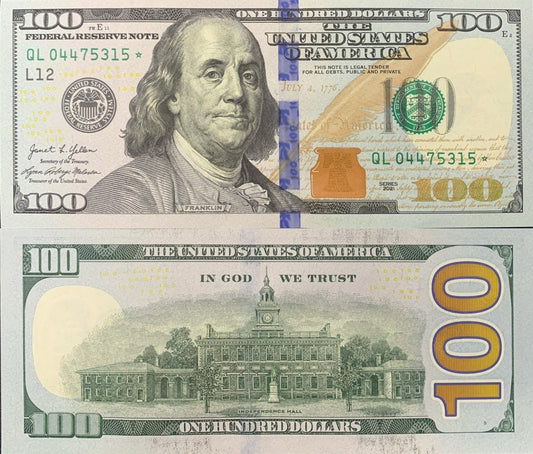United States USA 100 Dollars 2021 P 555* San Francisco CA UNC Replacement