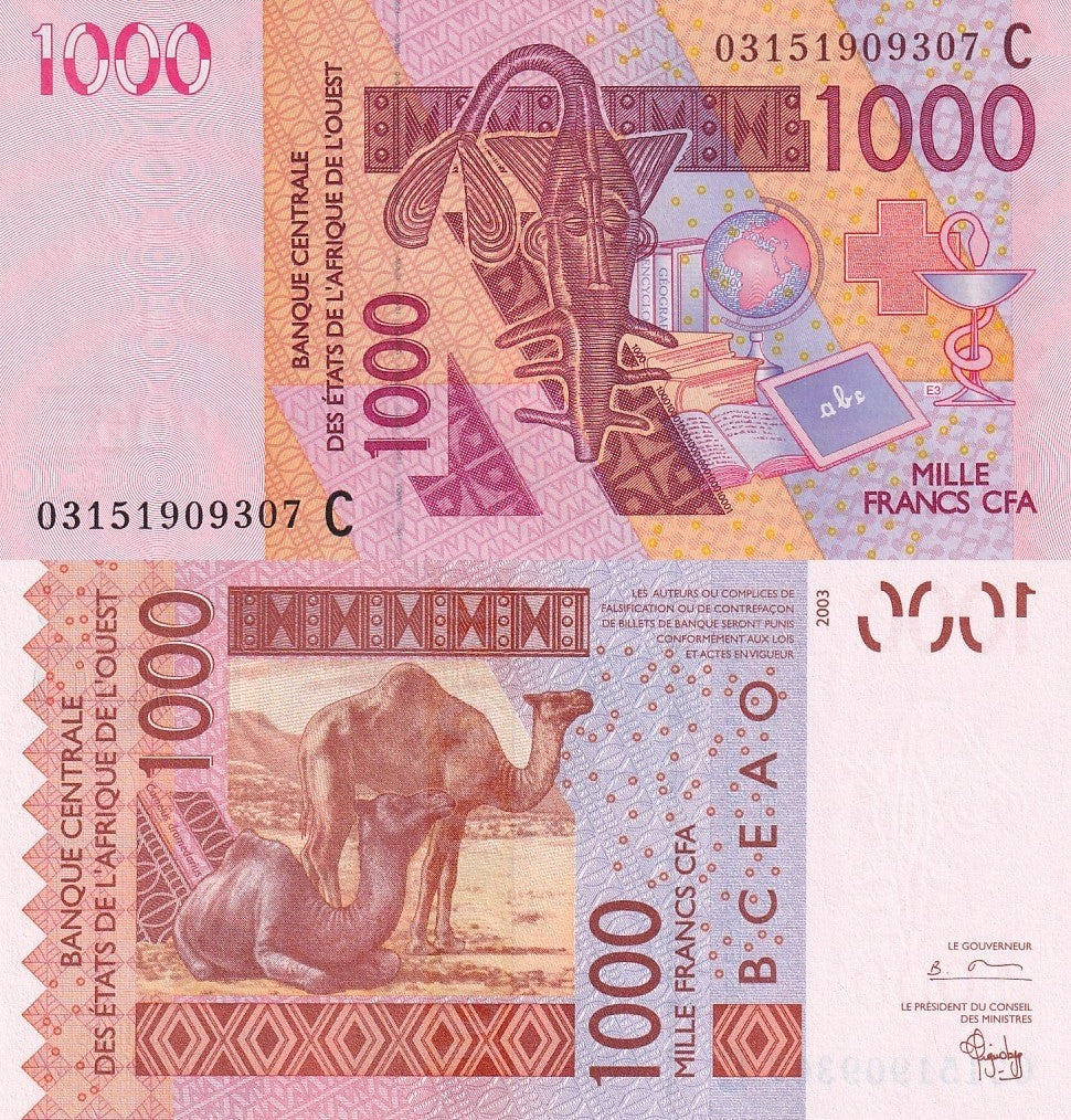 West African States Burkina Faso 1000 Francs 2003 P 315Ca Code C UNC