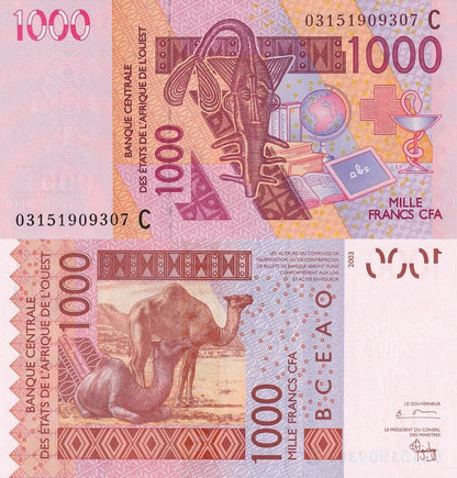West African States Burkina Faso 1000 Francs 2003 P 315Ca Code C UNC