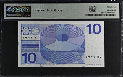 Netherlands Nederlandsche Bank 10 Gulden 1968 P 91b UNC PMG 67 EPQ