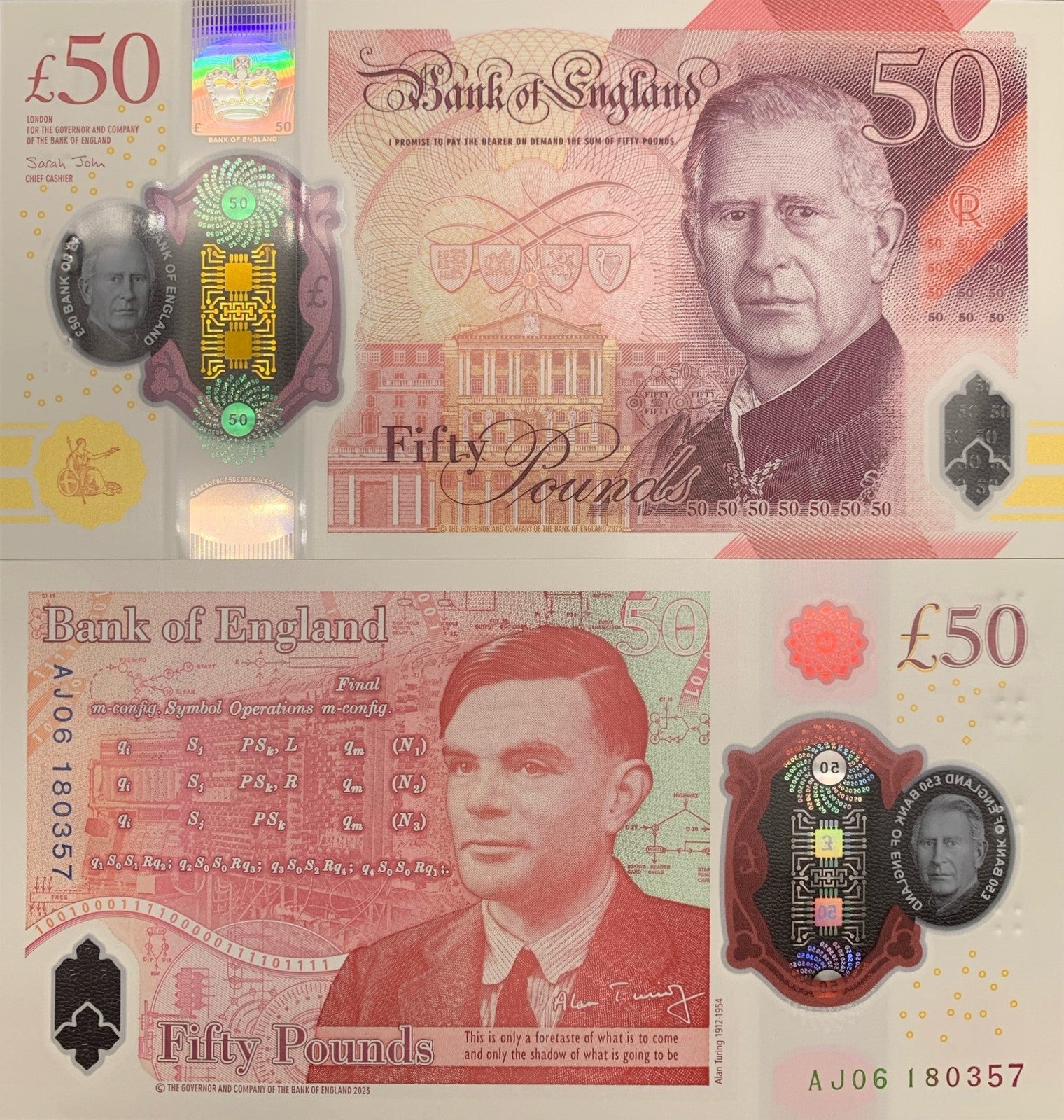 Great Britain 50 Pounds 2023 / 2024 P New King Charles II Polymer UNC