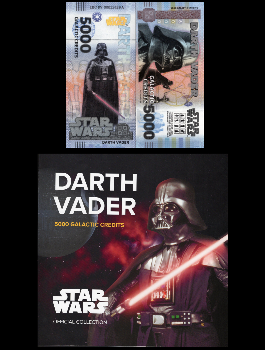 Disney Official Star Wars 5000 Galactic Credits 2025 Darth Vader UNC With Folder