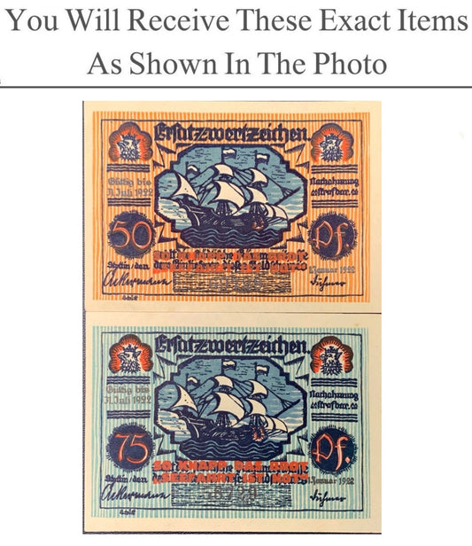 Germany Notgeld STETIN 50 75 Pfennig 1922 Set 2 pcs